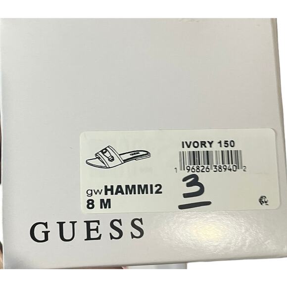 Guess White Sandal Slides Size 8M with Guess, Logo New with Box - Picture 5 of 7